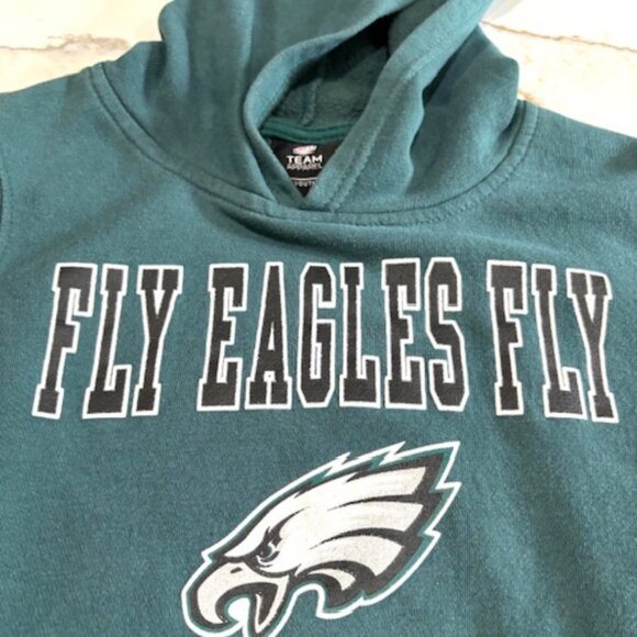 NFL Team Apparel Philadelphia "Fly Eagles Fly" Green Hoodie Sweatshirt Youth Med - Picture 3 of 9